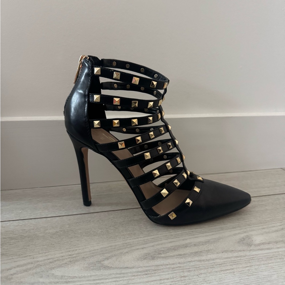Mix No. 6 Black and Gold Studded Heels